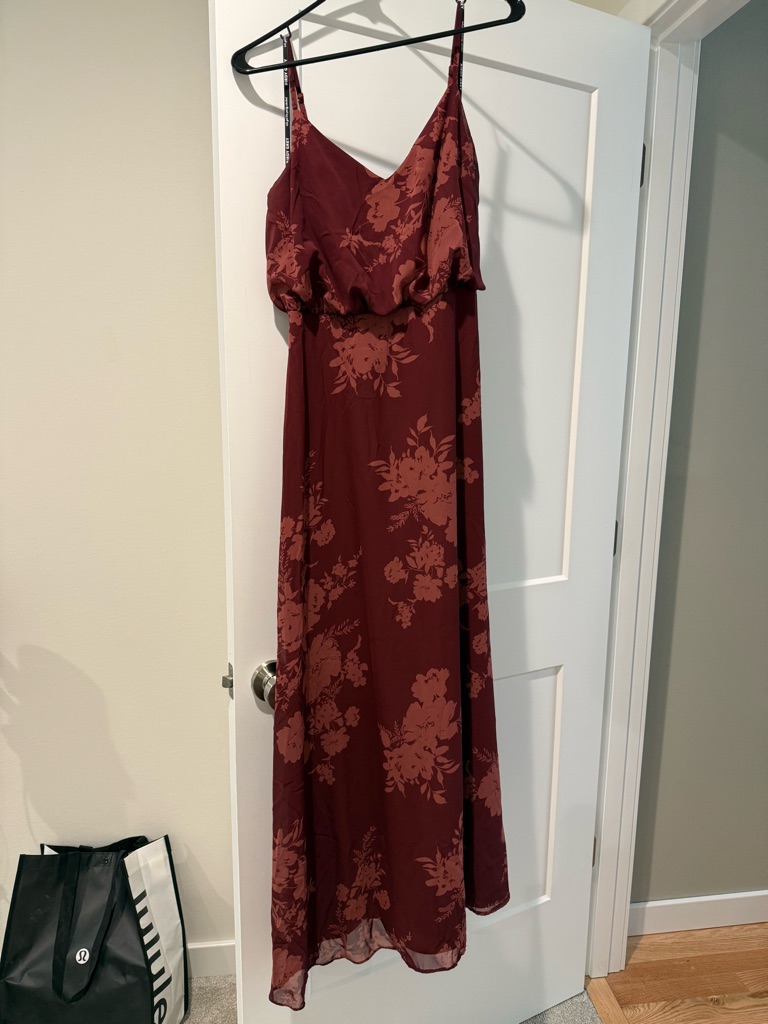 Birdy Grey Burgundy Floral Maxi “Gwennie” Dress
